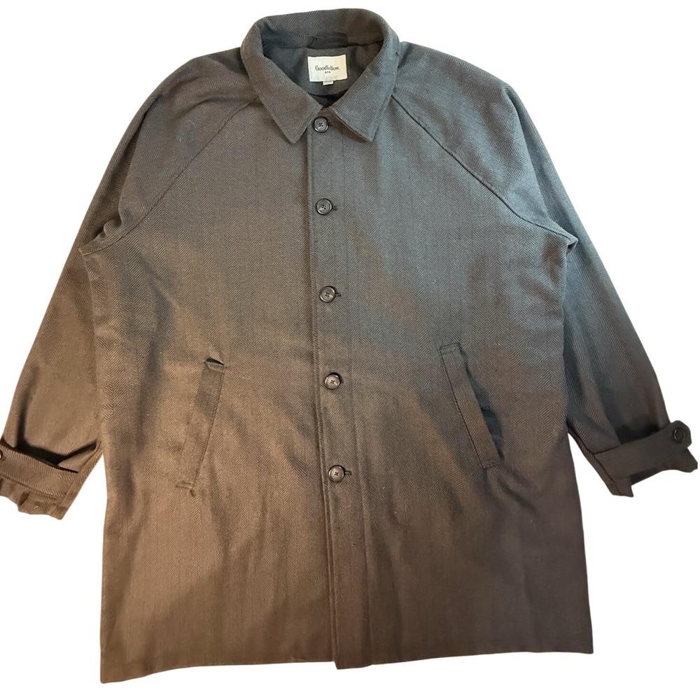 Goodfellow & Co Mens XXL Herringbone Overcoat Gray Car Coat Raglan Sleeves
